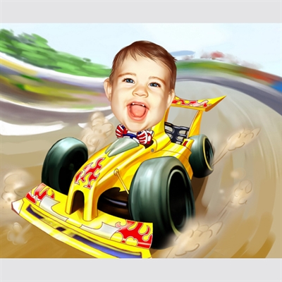 Car Racing Guy Caricature, from Photo, myDaVinci - myDaVinci